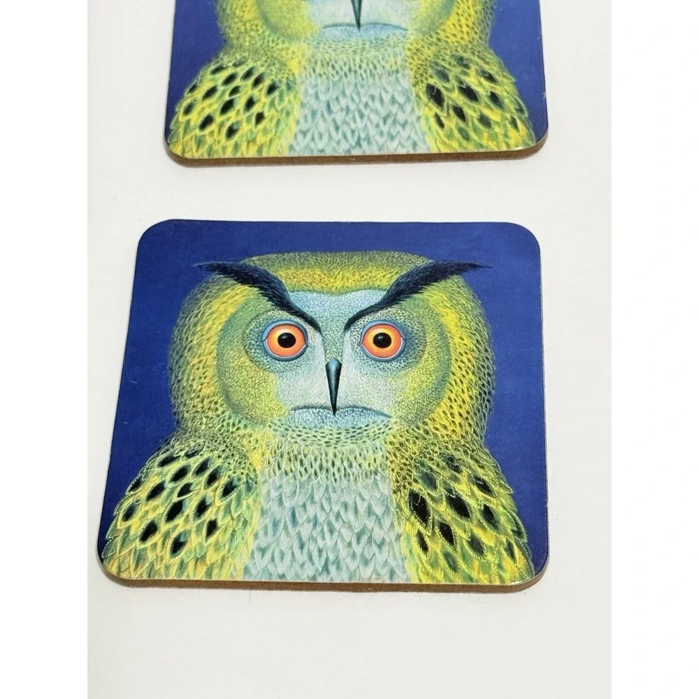 Tamas Galambos OWL‎ Set of 8 Cork-Backed Laminated Coasters NEW A10